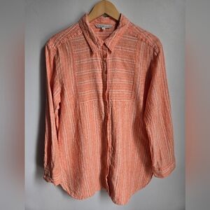CLEO Petites Stripes Linen & Cotton Shirt